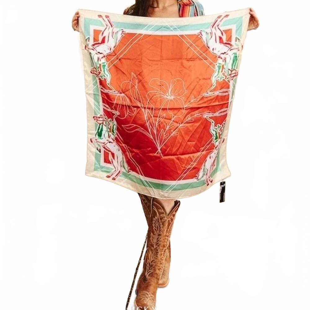 NEW LUCKY & BLESSED women's floral contrast horse printed western southwestern w